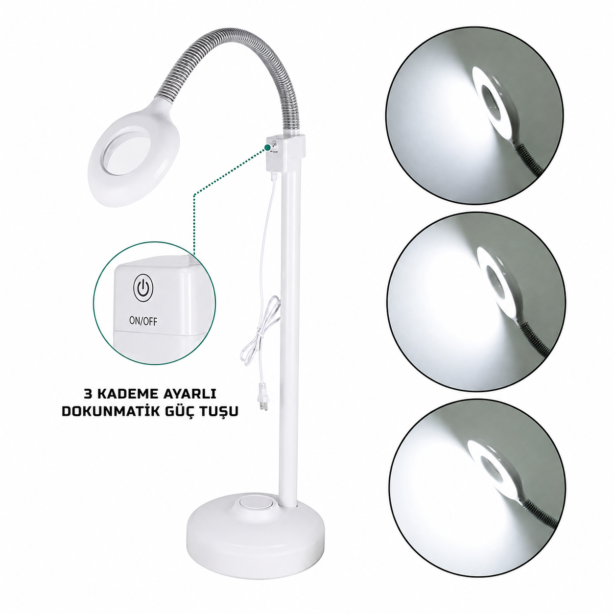 Ayaklı Büyüteçli LED Lamba (Loop Lamba)